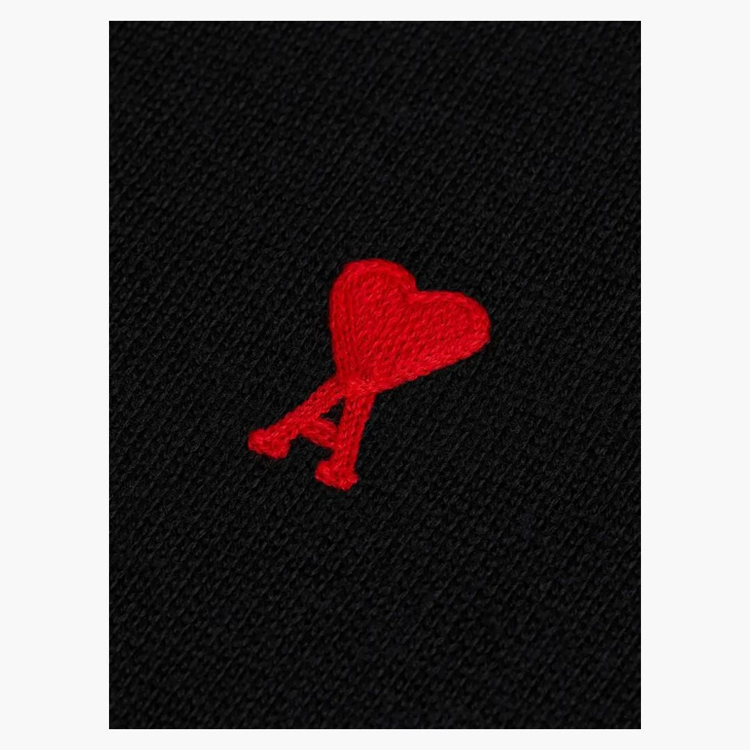 Ami Paris Ami De Coeur Extrafine Merino Wool Cardigan - Black