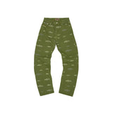 Corteiz Alcatraz Pattern Denim Jeans - Khaki
