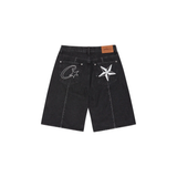 Corteiz C-Star Denim Shorts - Black