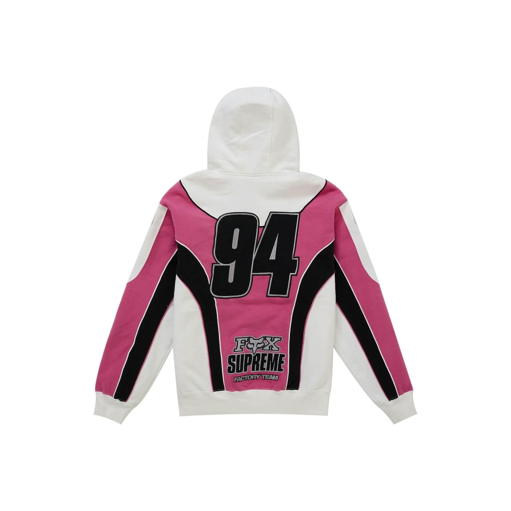 Supreme Fox Racing Zip Up Hooded Sweatshirt - White