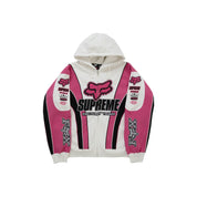 Supreme Fox Racing Zip Up Hooded Sweatshirt - White