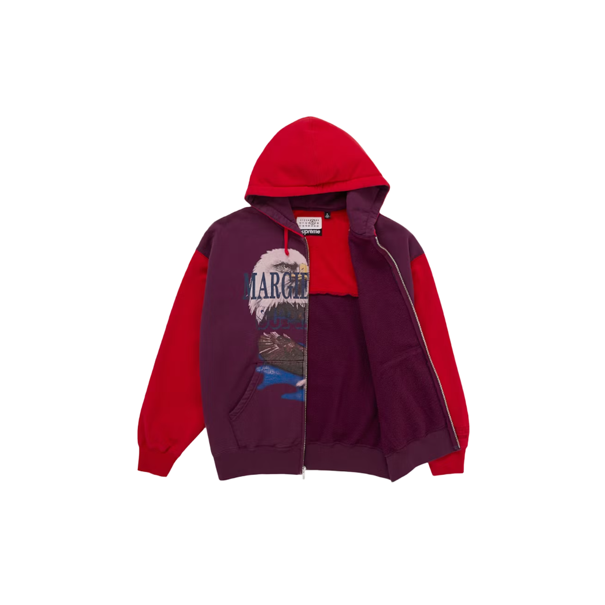 Supreme MM6 Maison Margiela Eagle Zip Up Hooded Sweatshirt - Red
